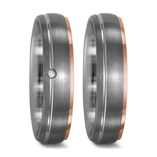 Gyűrű 950 palládium, 750/18 K vörös arany Gyémánt 0.015 ct, tw-vsi