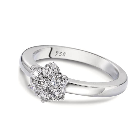 Szoliter gyűrű 750/18 K fehér arany Gyémánt Fehér, 0.50 ct, 7 Kövek, Briliáns, w-si