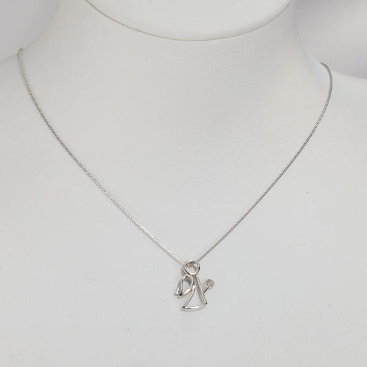 Medál 750/18 K fehér arany Gyémánt 0.007 ct, w-si Angyal