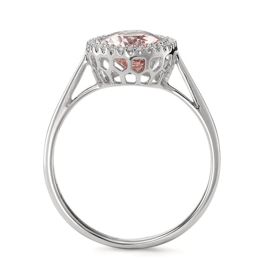 Gyűrű 750/18 K fehér arany Morganit 1.45 ct, Gyémánt 0.09 ct, 32 Kövek, Briliáns, w-si