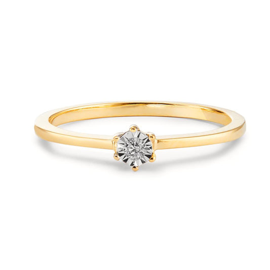 Szoliter gyűrű 750/18 K sárga arany Gyémánt 0.03 ct, w-si bikolor