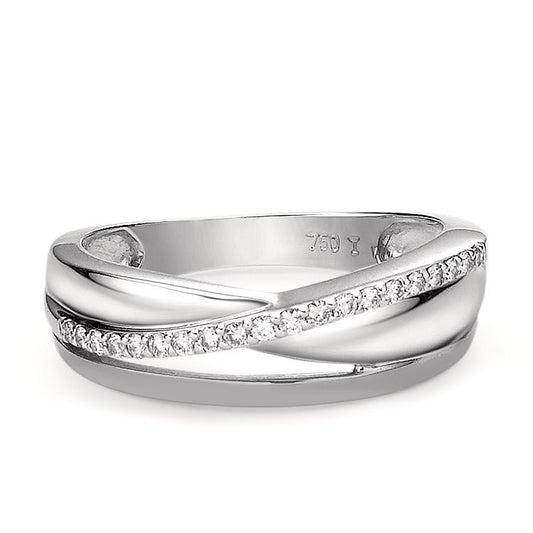 Gyűrű 750/18 K fehér arany Gyémánt 0.15 ct, 20 Kövek, w-si