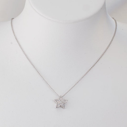 Medál 750/18 K fehér arany Gyémánt 0.08 ct, w-si Csillag Ø10 mm