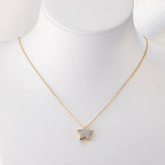 Medál 750/18 K sárga arany Gyémánt 0.08 ct, w-si Csillag Ø10 mm