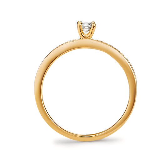 Szoliter gyűrű 750/18 K sárga arany Gyémánt Fehér, 0.20 ct, 19 Kövek, Briliáns, w-si Ø3 mm