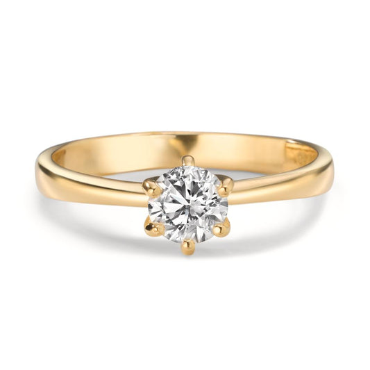 Szoliter gyűrű 750/18 K sárga arany Laborban növesztett gyémánt 0.40 ct, w-si