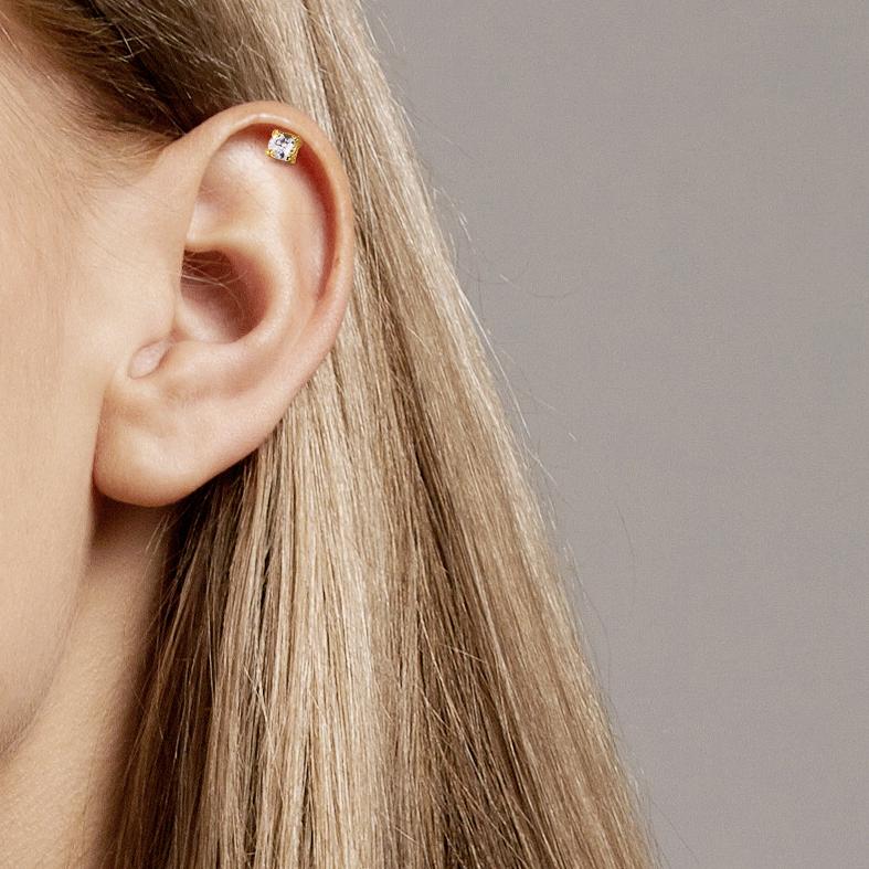 Piercing Ezüst Cirkónia aranyozott Ø3 mm