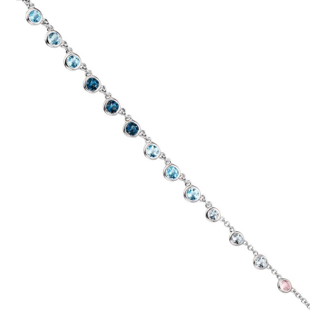 Nyakékek 750/18 K fehér arany Topáz 1.31 ct, 12 Kövek, London kék topáz 0.41 ct, 3 Kövek, Kvarc 0.06 ct, 2 Kövek, Rózsakvarc 0.19 ct, 4 Kövek 40-45 cm