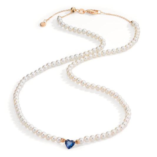 Nyakékek 750/18 K vörös arany Zafír 0.58 ct édesvízi tenyésztett gyöngy, 3.5 mm Szív 40-44 cm