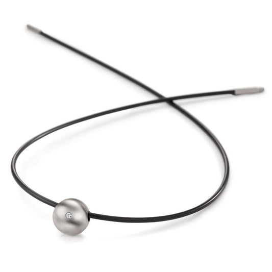 Nyakékek Rozsdamentes acél, Kaucsuk Gyémánt 0.02 ct, tw-si 45 cm Ø2 mm