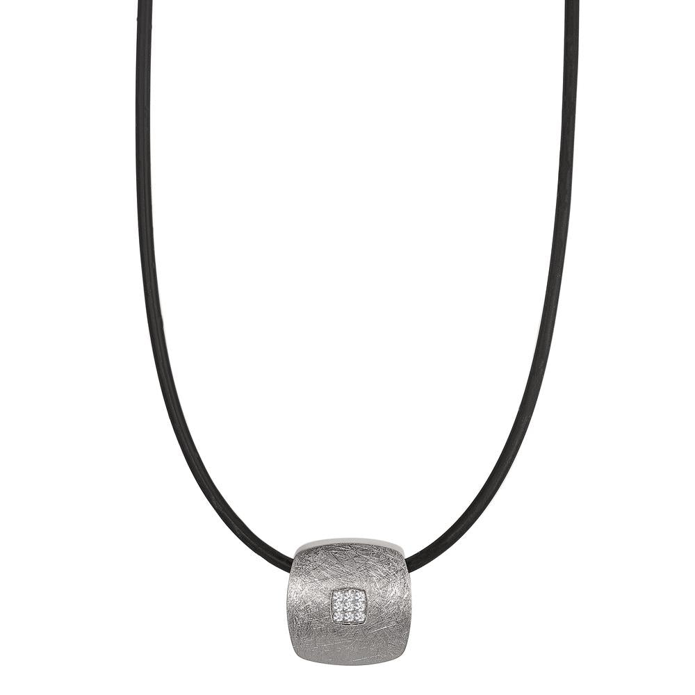 Nyakékek Rozsdamentes acél, Kaucsuk Gyémánt 0.072 ct, 9 Kövek, tw-si 45 cm Ø2 mm