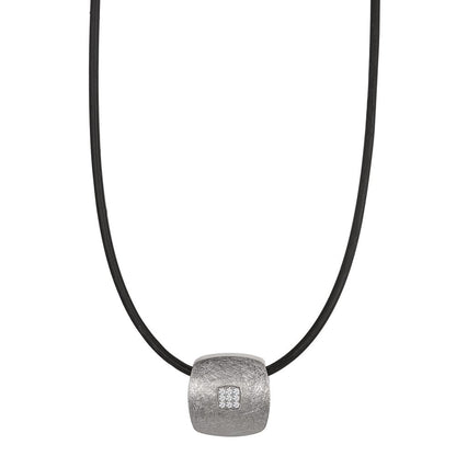 Nyakékek Rozsdamentes acél, Kaucsuk Gyémánt 0.072 ct, 9 Kövek, tw-si 45 cm Ø2 mm