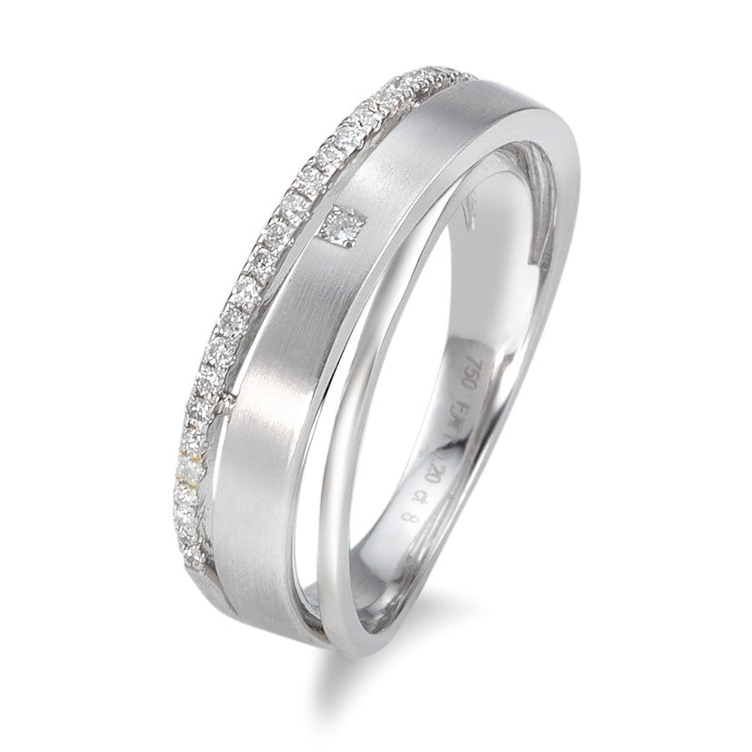 Gyűrű 750/18 K fehér arany Gyémánt 0.20 ct, 28 Kövek, w-si