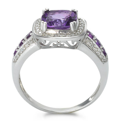 Gyűrű 750/18 K fehér arany Ametiszt 0.23 ct, w-si