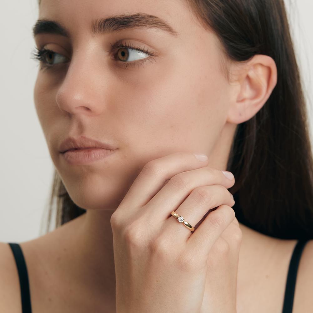 Szoliter gyűrű 750/18 K sárga arany Gyémánt 0.20 ct, w-si