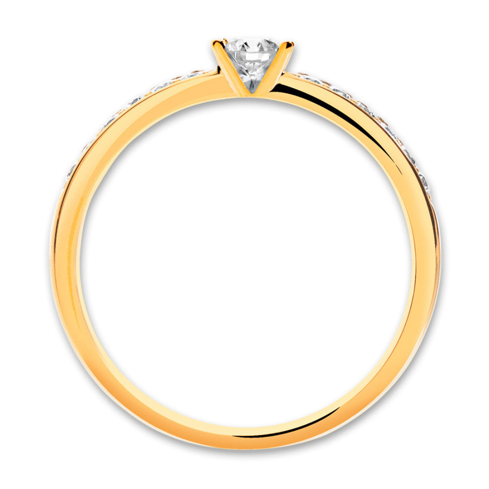 Szoliter gyűrű 750/18 K sárga arany Gyémánt 0.20 ct, 17 Kövek, w-si