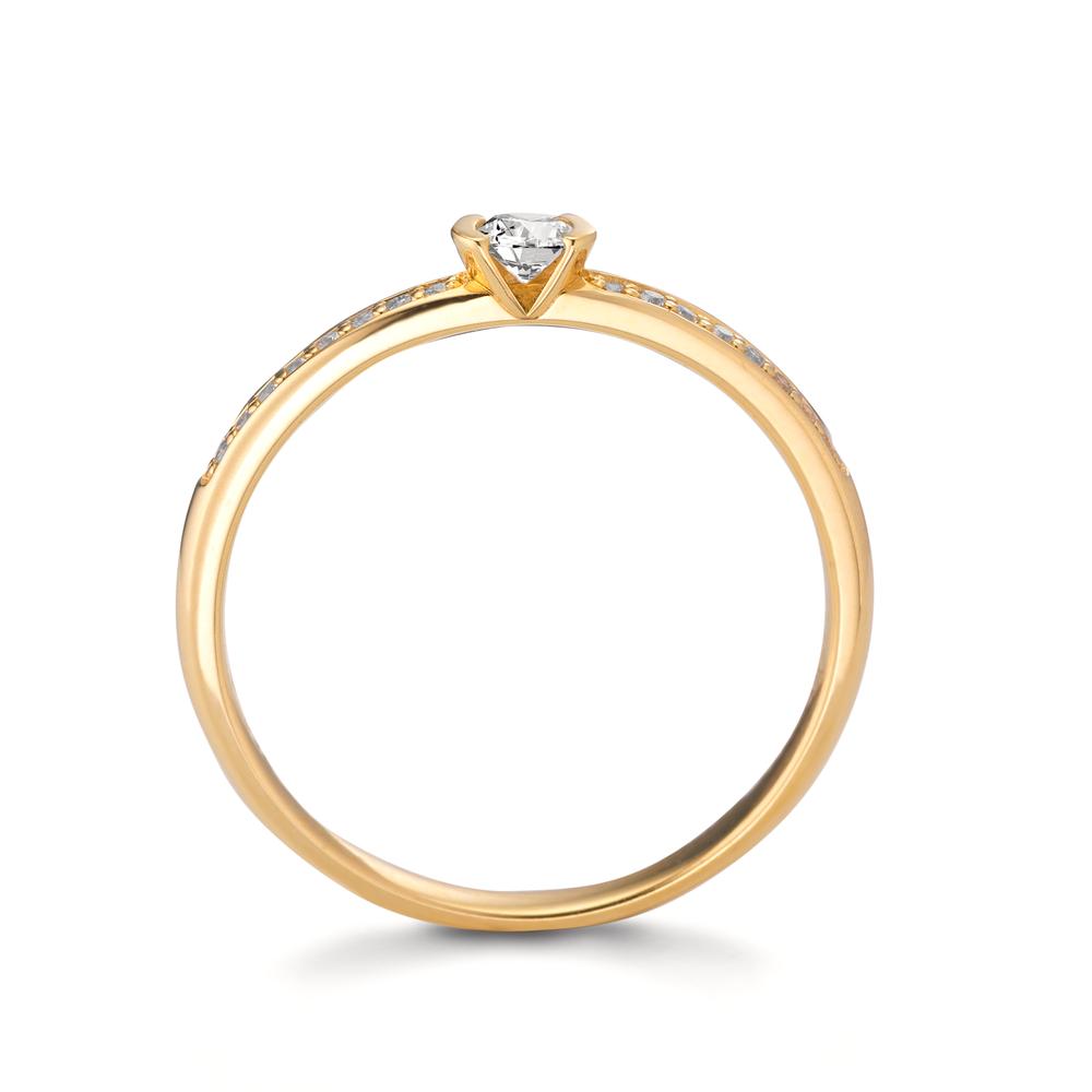 Szoliter gyűrű 750/18 K sárga arany Gyémánt 0.20 ct, 17 Kövek, w-si