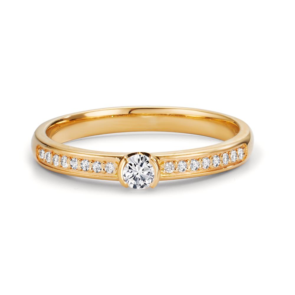 Szoliter gyűrű 750/18 K sárga arany Gyémánt 0.20 ct, 17 Kövek, w-si