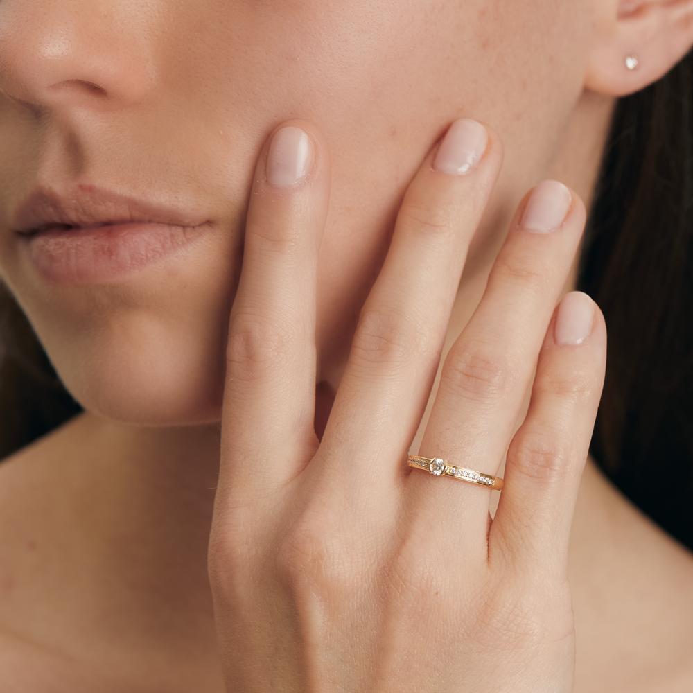 Szoliter gyűrű 750/18 K sárga arany Gyémánt 0.20 ct, 17 Kövek, w-si