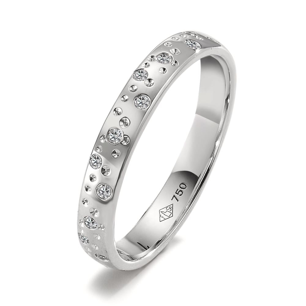 Gyűrű 750/18 K fehér arany Gyémánt 0.13 ct, 24 Kövek, w-si Csillag