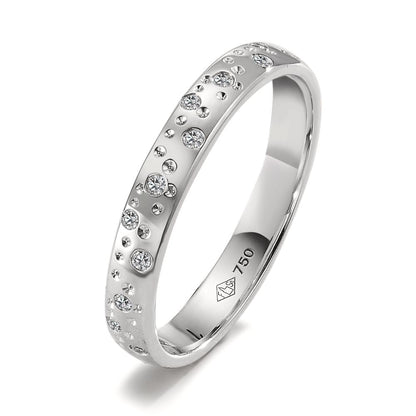 Gyűrű 750/18 K fehér arany Gyémánt 0.13 ct, 24 Kövek, w-si Csillag