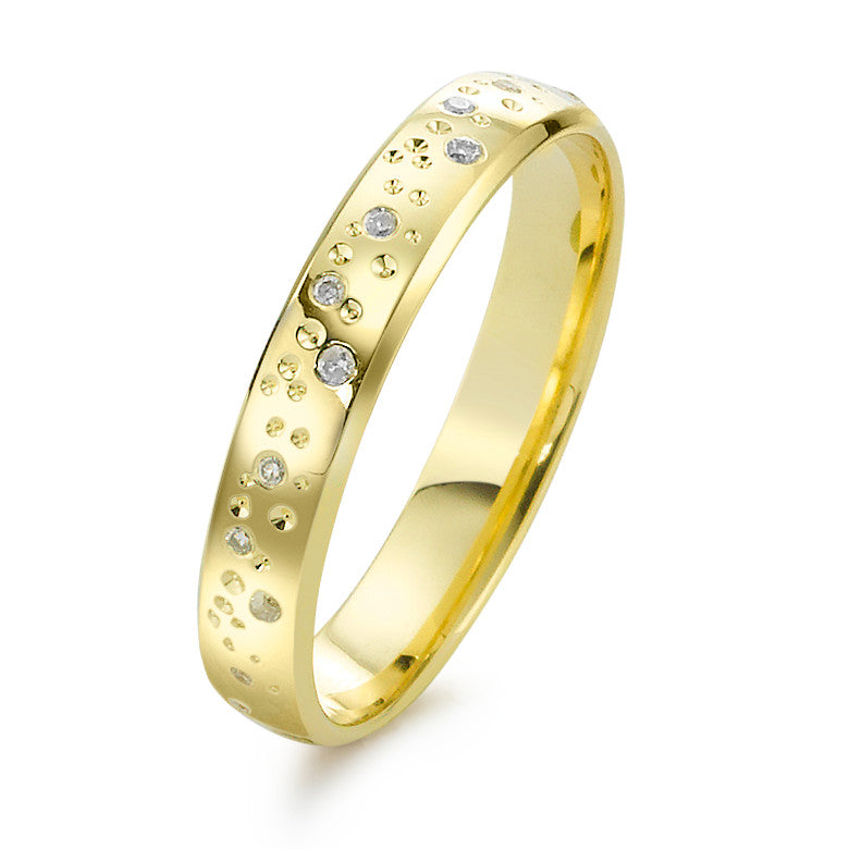 Gyűrű 750/18 K sárga arany Gyémánt 0.13 ct, 24 Kövek, w-si