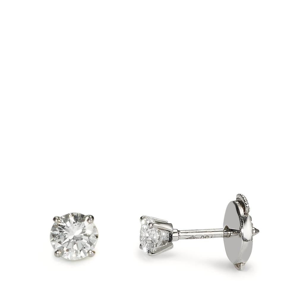 Fülbevaló 750/18 K fehér arany Gyémánt 0.40 ct, 2 Kövek, w-si