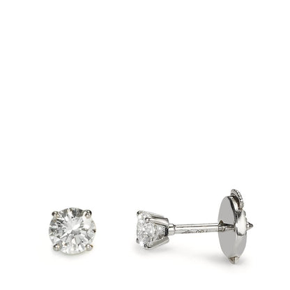 Fülbevaló 750/18 K fehér arany Gyémánt 0.40 ct, 2 Kövek, w-si