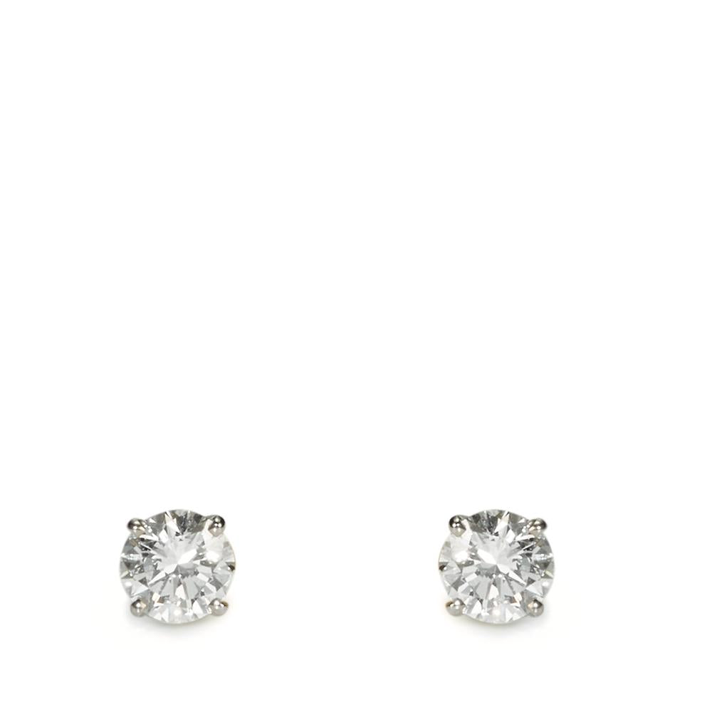 Fülbevaló 750/18 K fehér arany Gyémánt 0.40 ct, 2 Kövek, w-si