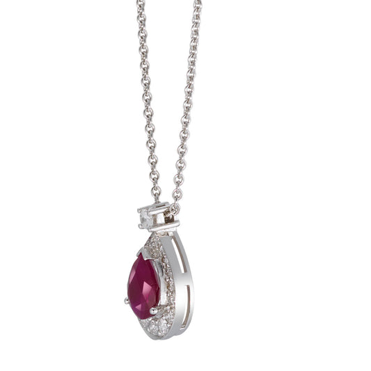 Nyakékek 750/18 K fehér arany Rubin p1, Gyémánt 0.21 ct, 18 Kövek, w-si 42 cm