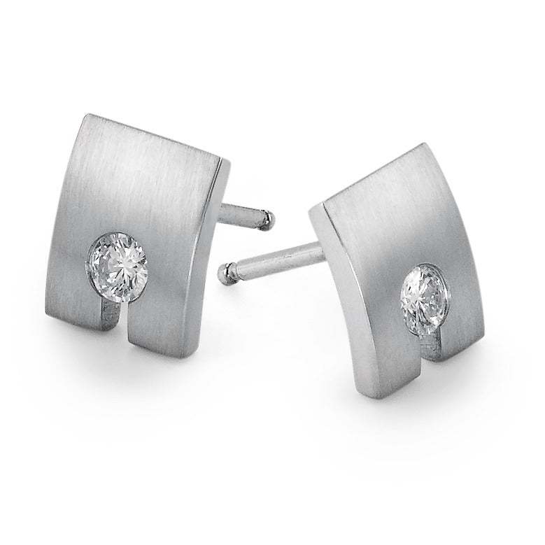Fülbevaló 750/18 K fehér arany Gyémánt 0.20 ct, 2 Kövek, w-si