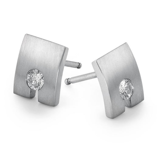 Fülbevaló 750/18 K fehér arany Gyémánt 0.20 ct, 2 Kövek, w-si