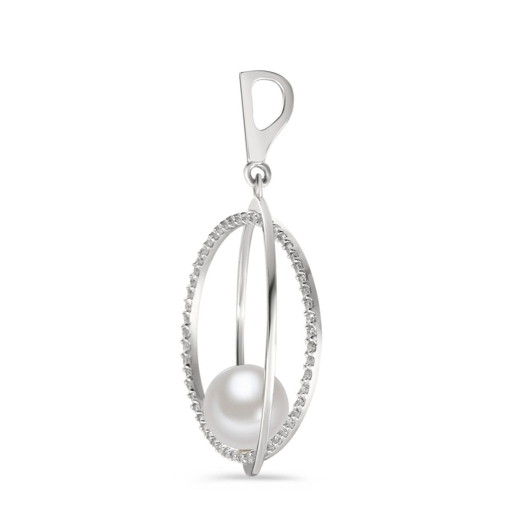 Medál 750/18 K fehér arany Gyémánt 0.35 ct, 55 Kövek, w-si édesvízi tenyésztett gyöngy