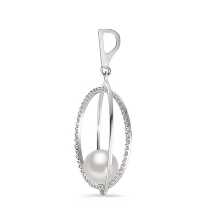 Medál 750/18 K fehér arany Gyémánt 0.35 ct, 55 Kövek, w-si édesvízi tenyésztett gyöngy