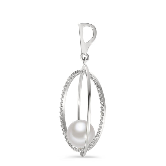 Medál 750/18 K fehér arany Gyémánt 0.35 ct, 55 Kövek, w-si édesvízi tenyésztett gyöngy