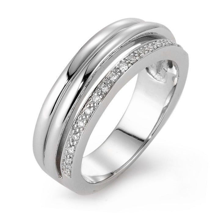 Gyűrű 750/18 K fehér arany Gyémánt 0.08 ct, 19 Kövek, w-si