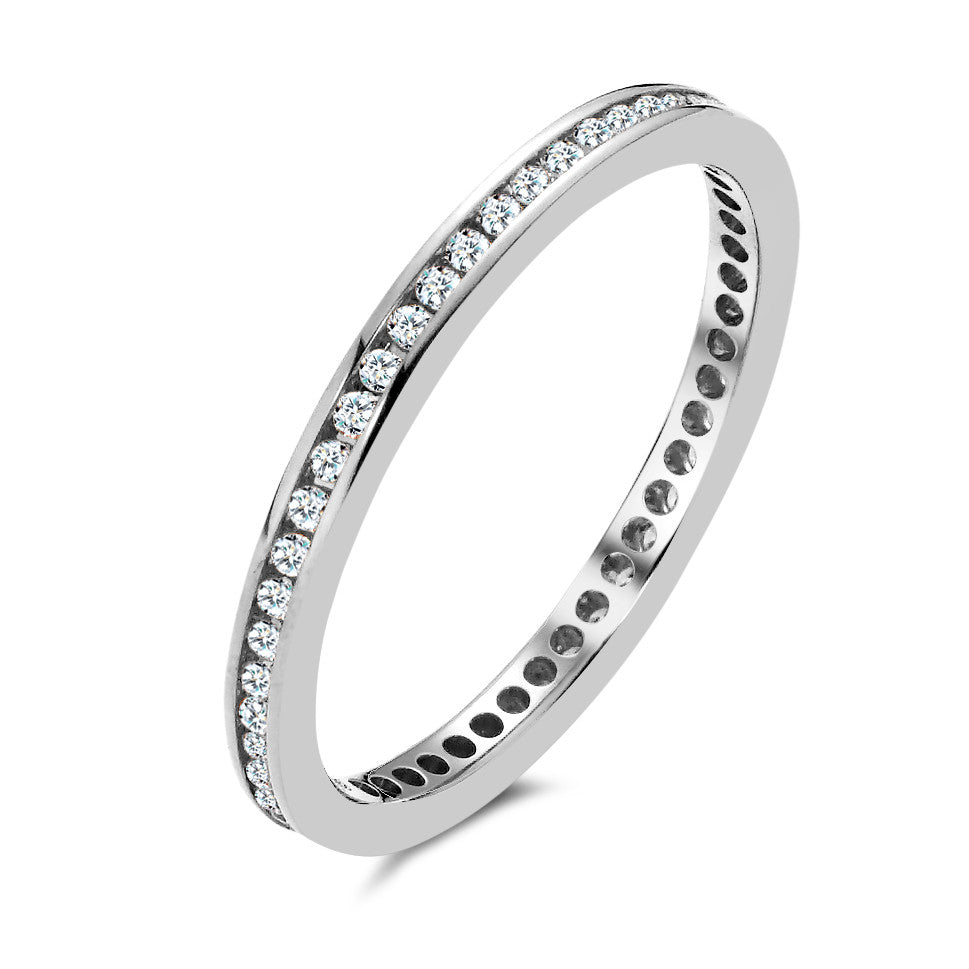 Memória gyűrű 750/18 K fehér arany Gyémánt 0.25 ct, 50 Kövek, w-si