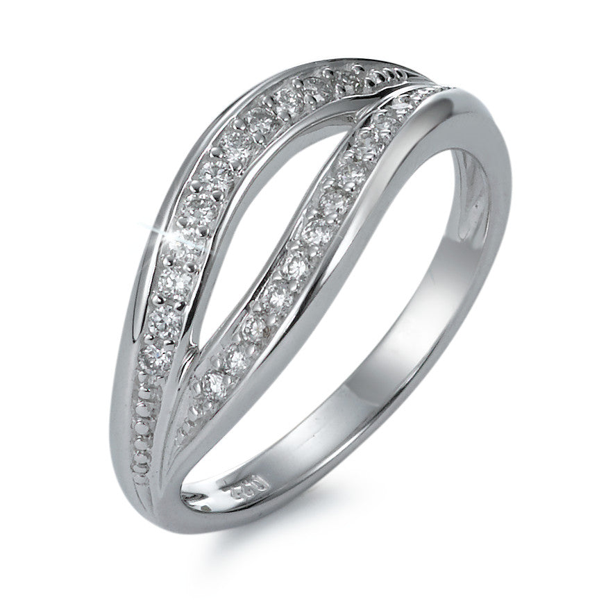 Gyűrű 750/18 K fehér arany Gyémánt 0.22 ct, 22 Kövek, w-si
