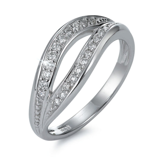 Gyűrű 750/18 K fehér arany Gyémánt 0.22 ct, 22 Kövek, w-si