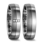 Partnergyűrű 375/9 K fehér arany, 500 palládium Gyémánt 0.03 ct, 3 Kövek, tw-si