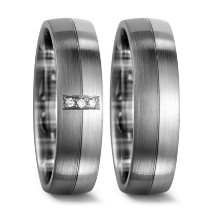 Partnergyűrű 375/9 K fehér arany, 500 palládium Gyémánt 0.03 ct, 3 Kövek, tw-si