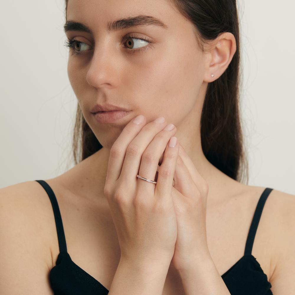 Memória gyűrű 750/18 K vörös arany Gyémánt 0.25 ct, 50 Kövek, w-si