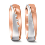 Partnergyűrű 750/18 K vörös arany, 750/18 K fehér arany Gyémánt 0.045 ct, 3 Kövek, tw-vsi