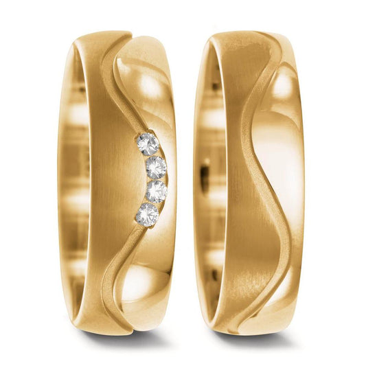 Partnergyűrű 750/18 K sárga arany Gyémánt 0.08 ct, 4 Kövek, w-si