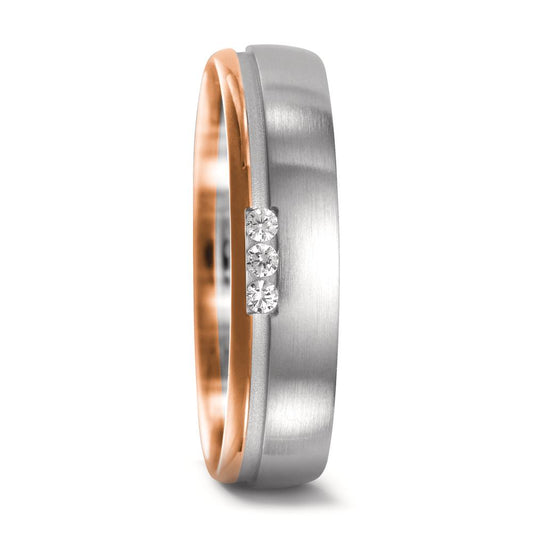 Partnergyűrű 750/18 K fehér arany, 750/18 K vörös arany Gyémánt 0.045 ct, 3 Kövek, w-si
