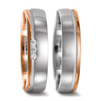 Partnergyűrű 750/18 K fehér arany, 750/18 K vörös arany Gyémánt 0.045 ct, 3 Kövek, w-si