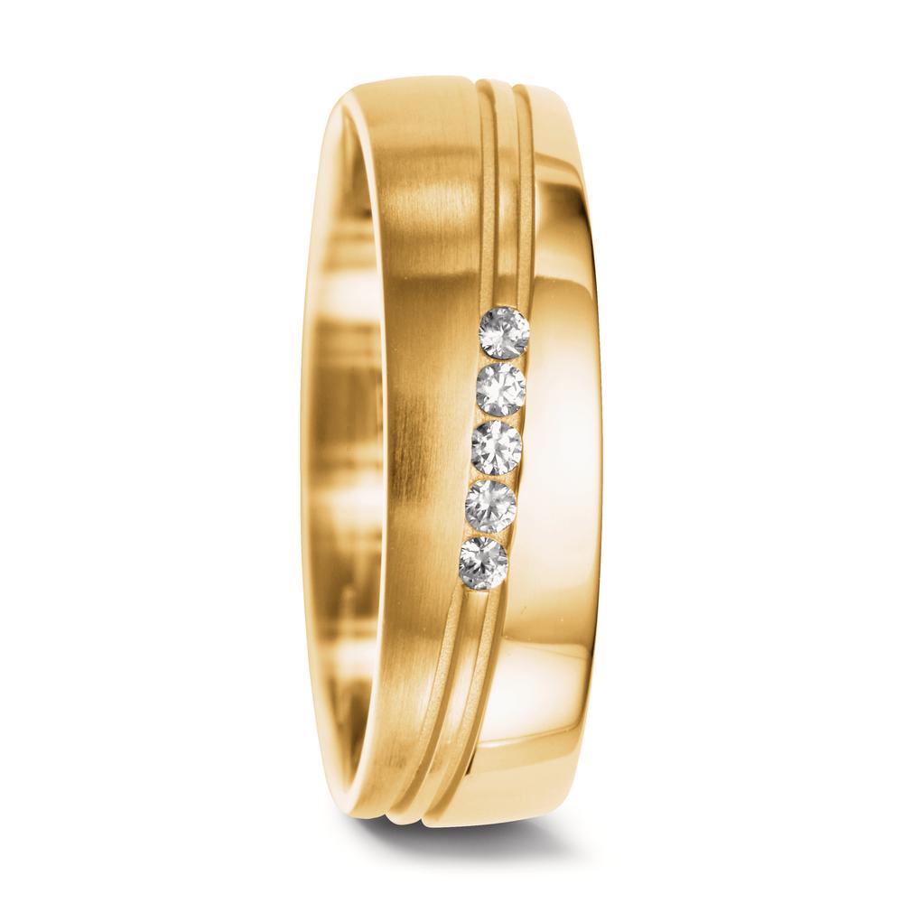 Partnergyűrű 750/18 K sárga arany Gyémánt 0.075 ct, 5 Kövek, w-si