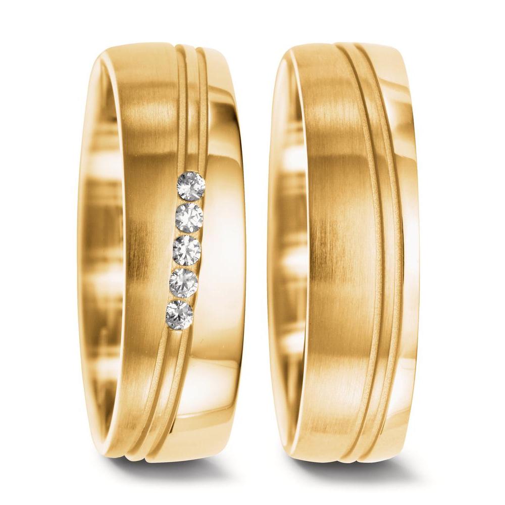 Partnergyűrű 750/18 K sárga arany Gyémánt 0.075 ct, 5 Kövek, w-si