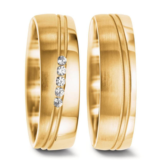 Partnergyűrű 750/18 K sárga arany Gyémánt 0.075 ct, 5 Kövek, w-si