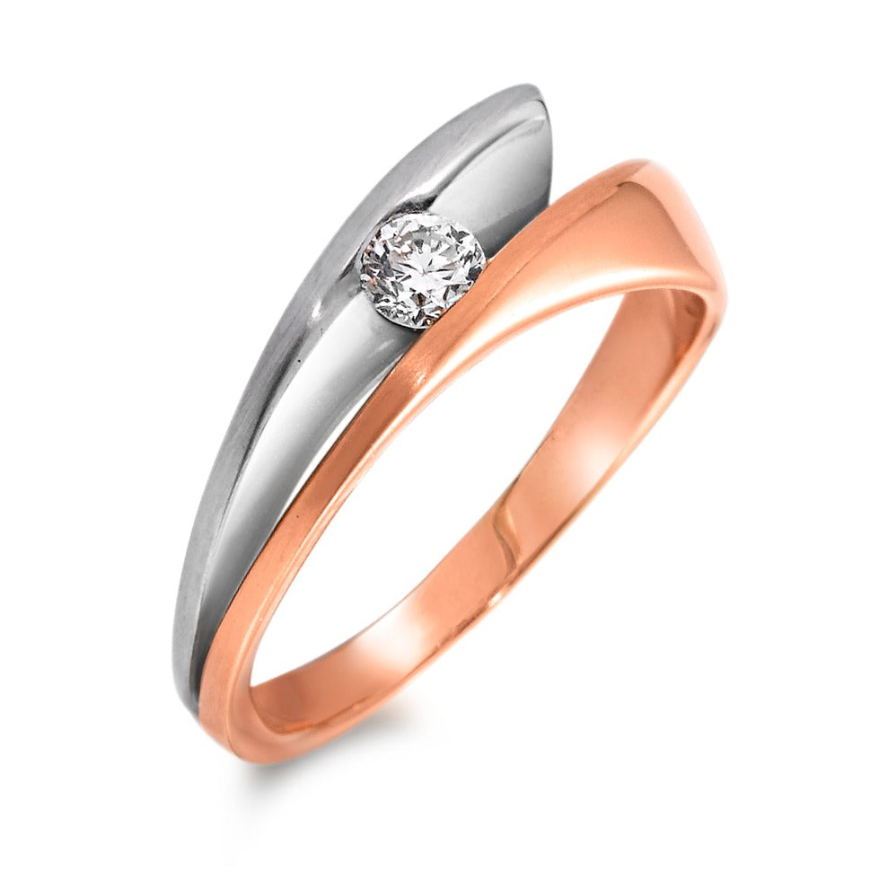 Gyűrű 750/18 K vörös arany, 750/18 K fehér arany Gyémánt 0.15 ct, w-si